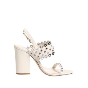 ASH White Block Heeled Studded Quarter Strap Sandals Women's Shoes